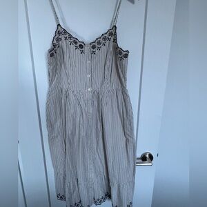 Madewell Striped Dress with Floral Embroidery